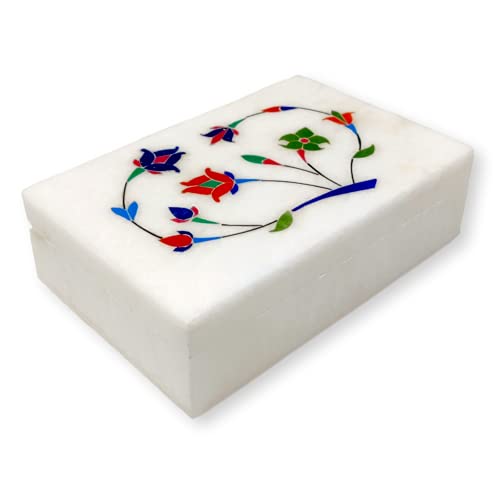 Hashcart Marmor-Schmuckschatulle, dekoratives Schmuckkästchen, handgeschnitztes Blumendesign, Erinnerungsbox, Jahrestag, Einweihungsgeschenk für Frauen, 15,2 x 10,2 cm Hashcart Marmor-Schmuckschatulle, dekoratives Schmuckkästchen, handgeschnitztes Blumendesign, Erinnerungsbox, Jahrestag, Einweihungsgeschenk für Frauen, 15,2 x 10,2 cm von Hashcart
