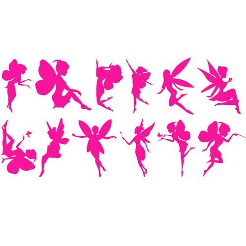 12 Stück Fee Aufkleber - Fee Geschenke - Laptop Aufkleber - Scrapbook Aufkleber - Auto Aufkleber - Wasserflasche Aufkleber - Sticker Partytüten (Extra Kleinpackung, Rosa) von Hatcherabilia