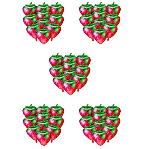Hatem 50 Stück Erdbeer Ballons Süße Erdbeer Folie Mylar Ballons für Mädchen Erdbeer Themen Geburtstag Feier Dekorationen von Hatem