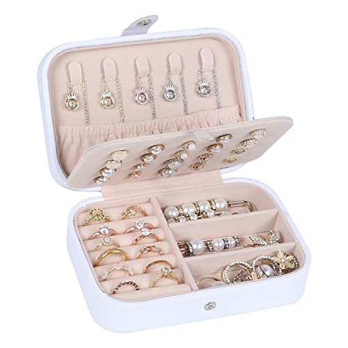Kleine Schmuckschatulle, doppellagig, Reise-Schmuck-Organizer für Frauen und Mädchen, PU-Leder, tragbar, Mini-Reise-Etui, Präsentationsständer, Schmuckbox für Ohrringe, Halsketten, Armbänder – Weiß Kleine Schmuckschatulle, doppellagig, Reise-Schmuck-Organizer für Frauen und Mädchen, PU-Leder, tragbar, Mini-Reise-Etui, Präsentationsständer, Schmuckbox für Ohrringe, Halsketten, Armbänder – Weiß von Hatori