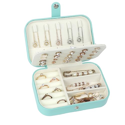 Reise-Schmuckschatulle, PU-Leder, kleiner Schmuck-Organizer für Damen und Mädchen, tragbare Mini-Reiseetui, Aufbewahrungsboxen für Ohrstecker, Ringe, Halsketten, Armbänder von Hatori