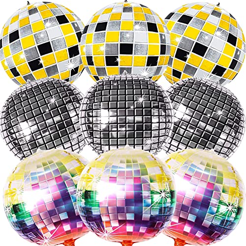 12 Stück Disco Party Luftballons, Disko Folien Ballons, Luftballons Metallic Disco, Disco Party Deko, 70er 80er 90er Dekoration Geburtstag Helium Ballon, für Disko, Geburtstag, Party (22 Zoll) von Hatriel