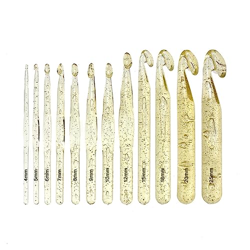 12-teiliges transparentes Häkelnadel-Set aus ABS für große Wolle Roving Stricken Stricken von Hattba