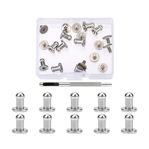 4 mm, 7 mm, 8 mm, runde Kopfknopf-Nieten für Leder, Metallschrauben, Spikes und Nieten für Kleidung, Schuhe, Gürtel, Tasche, Dekoration von Hattba