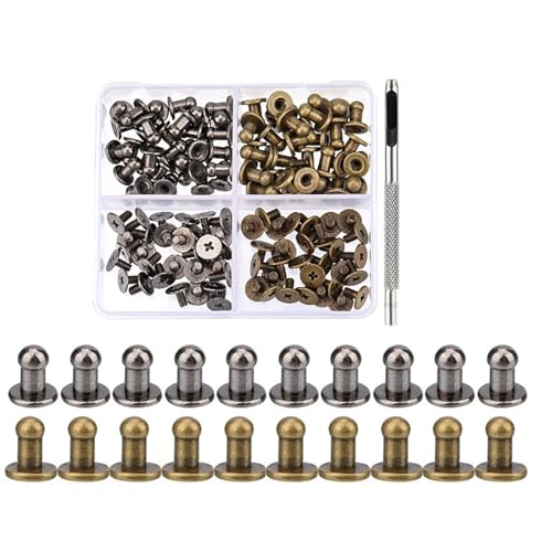 4 mm, 7 mm, 8 mm, runde Kopfknopf-Nieten für Leder, Metallschrauben, Spikes und Nieten für Kleidung, Schuhe, Gürtel, Tasche, Dekoration von Hattba