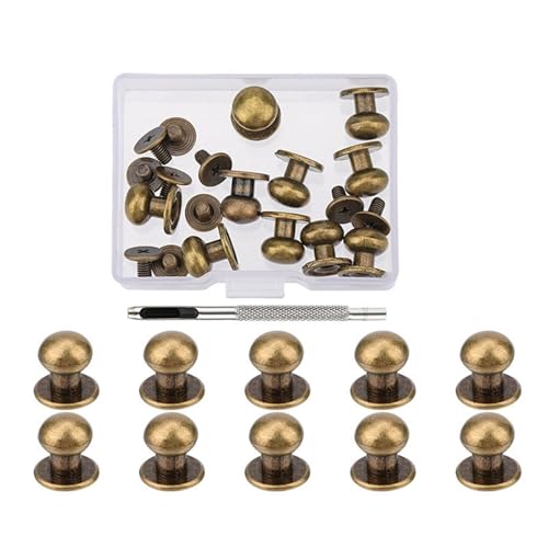 4 mm, 7 mm, 8 mm, runde Kopfknopf-Nieten für Leder, Metallschrauben, Spikes und Nieten für Kleidung, Schuhe, Gürtel, Tasche, Dekoration von Hattba