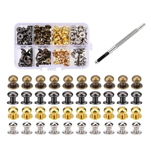 4 mm, 7 mm, 8 mm, runde Kopfknopf-Nieten für Leder, Metallschrauben, Spikes und Nieten für Kleidung, Schuhe, Gürtel, Tasche, Dekoration von Hattba