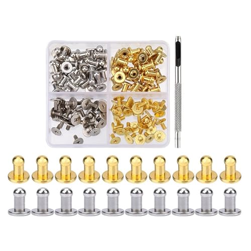 4 mm, 7 mm, 8 mm, runde Kopfknopf-Nieten für Leder, Metallschrauben, Spikes und Nieten für Kleidung, Schuhe, Gürtel, Tasche, Dekoration von Hattba