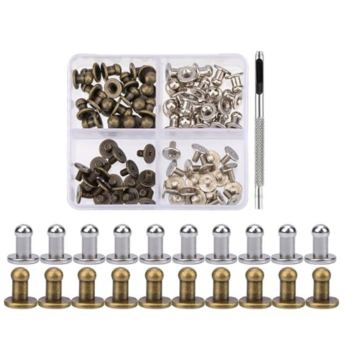 4 mm, 7 mm, 8 mm, runde Kopfknopf-Nieten für Leder, Metallschrauben, Spikes und Nieten für Kleidung, Schuhe, Gürtel, Tasche, Dekoration von Hattba