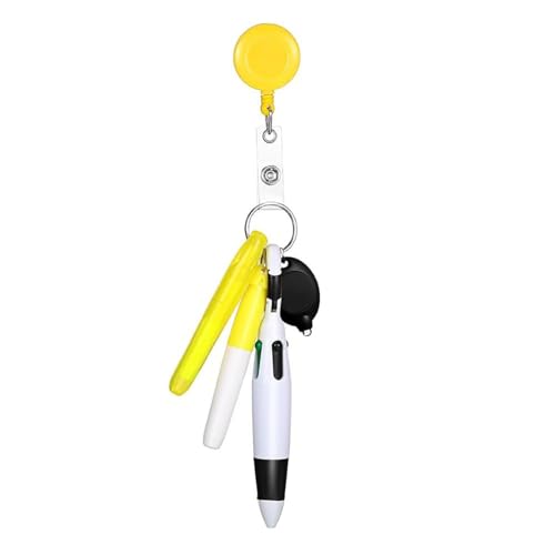 5-in-1 Ausweishalter mit Marker, mehrfarbiger Kugelschreiber und hellem Acryl-Abzeichenhalter mit Clip-Clip von Hattba