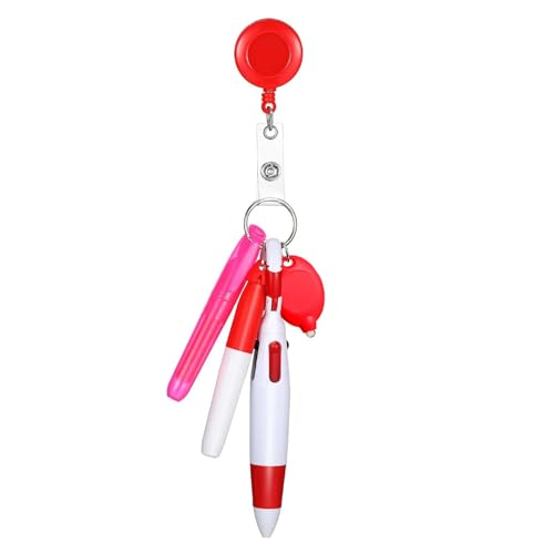 5-in-1 Ausweishalter mit Marker, mehrfarbiger Kugelschreiber und hellem Acryl-Abzeichenhalter mit Clip-Clip von Hattba