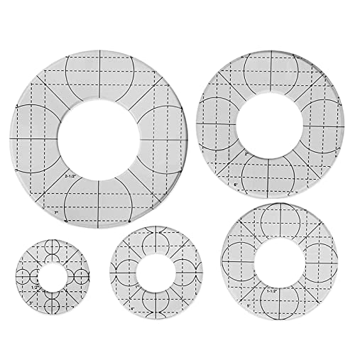 5 x Kreis-Vorlagen, Quiltrahmen, Nählineale, niedriger Griff, gesteppte Vorlage für Nähnadeln, Echos 5 x Kreis-Vorlagen, Quiltrahmen, Nählineale, niedriger Griff, gesteppte Vorlage für Nähnadeln, Echos von Hattba