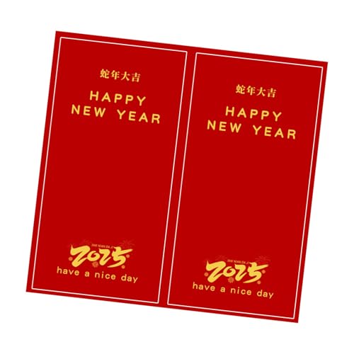 50 Stück "Happy New Year"-Aufkleber, 5,1 x 10,2 cm, Verpackungsetiketten, rechteckig, für Kartons, Verpackungen von Hattba