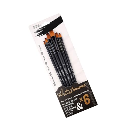 6-teiliges Pinsel-Set, Künstlerpinsel, Aquarellpinsel, Nylonhaarbürsten, multifunktionales Malen von Hattba