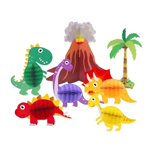 7 Stück Cartoon-Dinosaurier-Tier-Papierornamente, Party-Mittelstücke für Kindergeburtstagsparty und Babyparty-Dekorationen 7 Stück Cartoon-Dinosaurier-Tier-Papierornamente, Party-Mittelstücke für Kindergeburtstagsparty und Babyparty-Dekorationen von Hattba