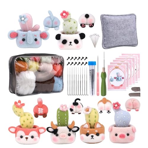 Anfänger Wollfilz Set Tier Pflanze Nadelfilz Set mit Nadelanleitung Wolle Roving Holzgriff Roving Garne Anfänger Wollfilz Set Tier Pflanze Nadelfilz Set mit Nadelanleitung Wolle Roving Holzgriff Roving Garne von Hattba