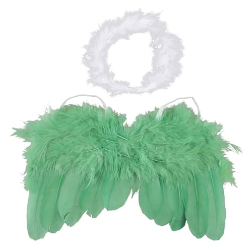 Fuzzy-Feather-Stirnband-Set für Baby, Cosplay, Mädchen, Kostüm, Fotografie, weißes Flügel-Outfit, Requisiten, Stirnband von Hattba