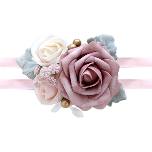 Hattba 5 x Rosen-Handgelenk-Corsagen für Braut und Brautjungfer, Hochzeit, Brautschmuck, Handdekorationen für Abschlussball, Party, Zeremonie, Hochzeitszubehör Hattba 5 x Rosen-Handgelenk-Corsagen für Braut und Brautjungfer, Hochzeit, Brautschmuck, Handdekorationen für Abschlussball, Party, Zeremonie, Hochzeitszubehör von Hattba
