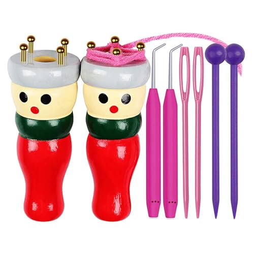 Hattba Holzstrickpuppe, tragbares Strickwerkzeug-Set, Armbänder, Zubehör für kreative Bastelprojekte, Werkzeug-Set mit Häkelnadel zum Erstellen von Armbändern, Halsketten Hattba Holzstrickpuppe, tragbares Strickwerkzeug-Set, Armbänder, Zubehör für kreative Bastelprojekte, Werkzeug-Set mit Häkelnadel zum Erstellen von Armbändern, Halsketten von Hattba