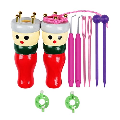 Hattba Holzstrickpuppe, tragbares Strickwerkzeug-Set, Armbänder, Zubehör für kreative Bastelprojekte, Werkzeug-Set mit Häkelnadel zum Erstellen von Armbändern, Halsketten von Hattba