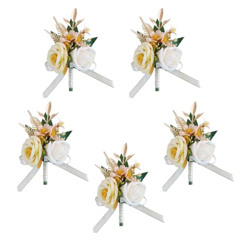 Hattba Künstliche Rosen-Ansteckblumen, Ansteckblume für Bräutigam und Braut, Hochzeit, Blumenzubehör, Bälle, Anzug, Dekorationen, Blumendekoration, 5 Stück Hattba Künstliche Rosen-Ansteckblumen, Ansteckblume für Bräutigam und Braut, Hochzeit, Blumenzubehör, Bälle, Anzug, Dekorationen, Blumendekoration, 5 Stück von Hattba