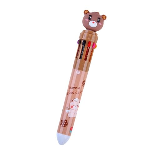 Hattba Mehrfarbiger Stift 10-in-1 einziehbarer Kugelschreiber Lovely Bear Kugelschreiber Schule Bürobedarf zum Schreiben Zeichnen von Hattba