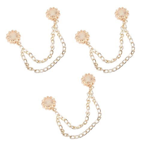 Hattba Metallknöpfe, Blumen, Magnete, Schnallen mit Kette, Hosen-Clips, Kleidung, Clips, Blumen, Schnallen mit Kette, 3 Stück von Hattba