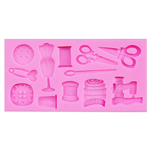 Hattba Silikonform mit Schere, Knopf, Nähen, Kleidung, Hochzeitstortenbordüre, Fondant, Kuchendekoration, Tonformen, 1 Packung Hattba Silikonform mit Schere, Knopf, Nähen, Kleidung, Hochzeitstortenbordüre, Fondant, Kuchendekoration, Tonformen, 1 Packung von Hattba