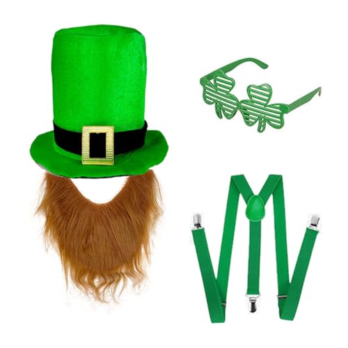 Irish Green Hut und Bart Set mit Gürtel und Brille Kostüm Zubehör für Festival Feier und Paraden Irish Green Hut und Bart Set mit Gürtel und Brille Kostüm Zubehör für Festival Feier und Paraden von Hattba