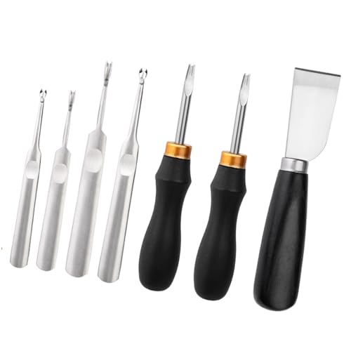 Lederschäler, 7 Stück, Lederkantenschneider, Trimmwerkzeug, Metallschaber für Lederarbeiten, Arbeiten und Schneiden Lederschäler, 7 Stück, Lederkantenschneider, Trimmwerkzeug, Metallschaber für Lederarbeiten, Arbeiten und Schneiden von Hattba