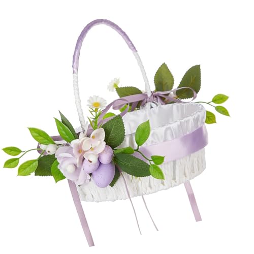 Mehrzweck-Ostereier-Picknickkorb mit künstlichen Blumen und Eiern für Musik-Festivals, Frühlingspicknicks und Partyveranstaltungen, Oster-Picknickkorb von Hattba