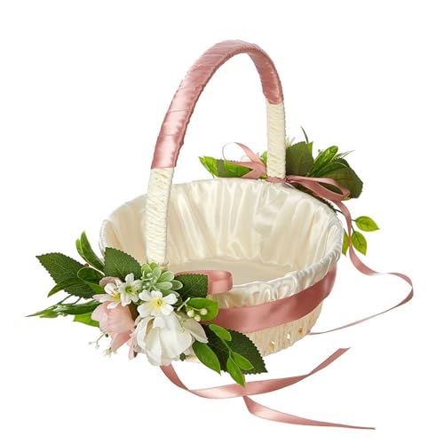 Rattan-Blumenkörbe, klein, halbmondförmig, Rattankörbe mit Griff und Futter für Hochzeit und Heimdekoration, Halbmondkorb Rattan-Blumenkörbe, klein, halbmondförmig, Rattankörbe mit Griff und Futter für Hochzeit und Heimdekoration, Halbmondkorb von Hattba