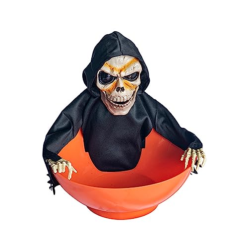Skelett-Süßigkeiten-Halter, Süßigkeitenschale mit leuchtenden roten Augen und beweglichen Teilen für Halloween-Dekorationen, Halloween, animierte Dekorationen, schreiender Totenkopf-Halter, Skelett Skelett-Süßigkeiten-Halter, Süßigkeitenschale mit leuchtenden roten Augen und beweglichen Teilen für Halloween-Dekorationen, Halloween, animierte Dekorationen, schreiender Totenkopf-Halter, Skelett von Hattba