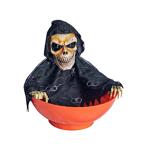 Skelett-Süßigkeiten-Halter, Süßigkeitenschale mit leuchtenden roten Augen und beweglichen Teilen für Halloween-Dekorationen, Halloween, animierte Dekorationen, schreiender Totenkopf-Halter, Skelett Skelett-Süßigkeiten-Halter, Süßigkeitenschale mit leuchtenden roten Augen und beweglichen Teilen für Halloween-Dekorationen, Halloween, animierte Dekorationen, schreiender Totenkopf-Halter, Skelett von Hattba