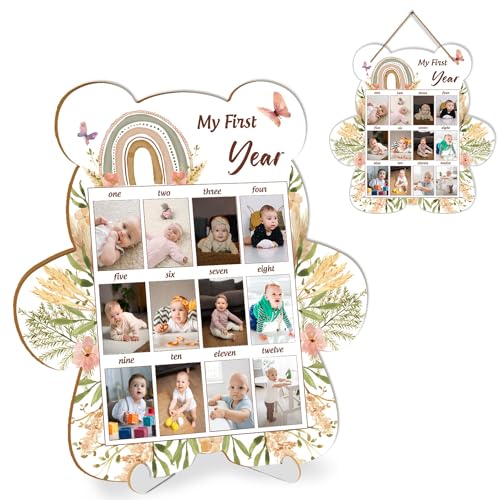 Hatzelou Bilderrahmen für das erste Jahr, Fotorahmen für das erste Jahr, Regenbogen-Blumendekoration, Baby-Andenken, geeignet für Jungen und Mädchen, Babyparty, passend für 3,8 x 5,3 cm große Fotos Hatzelou Bilderrahmen für das erste Jahr, Fotorahmen für das erste Jahr, Regenbogen-Blumendekoration, Baby-Andenken, geeignet für Jungen und Mädchen, Babyparty, passend für 3,8 x 5,3 cm große Fotos von Hatzelou