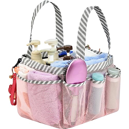 Haundry Tragbarer Duschkorb aus Netzstoff, 8 Körbe für Badezimmer, College-Wohnheim, große Dusch-Caddy-Tasche für Camping, Fitnessstudio von Haundry