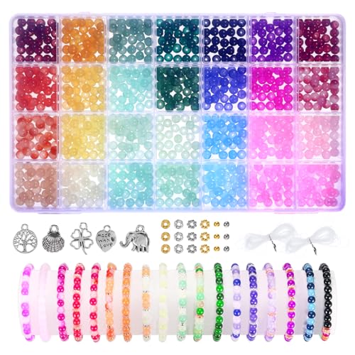 1245 Stücke 6mm Glasperlen 28 Farben Perlen für Armbänder, Perlen Set mit Metallzubehö Glasperlen zum Auffädeln, Bracelet Making Kit für Schmuckherstellung Erwachsene Kinder DIY Handwerk 1245 Stücke 6mm Glasperlen 28 Farben Perlen für Armbänder, Perlen Set mit Metallzubehö Glasperlen zum Auffädeln, Bracelet Making Kit für Schmuckherstellung Erwachsene Kinder DIY Handwerk von Hauojaus