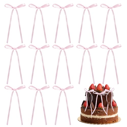 20pcs Ochzeitstorte Deko Torte Tortendeko ​​Torten Deko, Hochzeit Schleifen Set 6.9x 3.35 Inch Romantische Kuchendeko Geburtstag Kuchen Deko, Schleifenband Bögen Tortenaufleger (Rosa) von Hauojaus