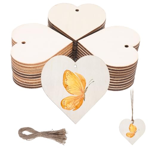 25 Stück Holzherzen Zum Beschriften Und Bemalen, Holzherzen Deko 10cm/3.94inch Herz Holz mit Loch, Natur Buchsbaum für Geschenkanhänger, DIY Basteln, Handgemachter Wandbehang (25 Stück 10cm) von Hauojaus