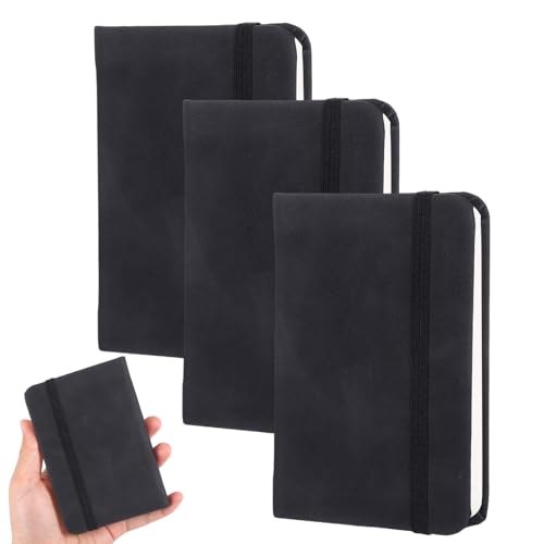 3 Stück Notizbuch A7 Leder, Kleines Notizblock A7 7.6x11cm/3x4.33inch mit Elastischem Verschlussband Klassische Linierte Tagebücher 100 Seiten mit Dickem Papier für Arbeit Schule Reisejournal Schwarz 3 Stück Notizbuch A7 Leder, Kleines Notizblock A7 7.6x11cm/3x4.33inch mit Elastischem Verschlussband Klassische Linierte Tagebücher 100 Seiten mit Dickem Papier für Arbeit Schule Reisejournal Schwarz von Hauojaus