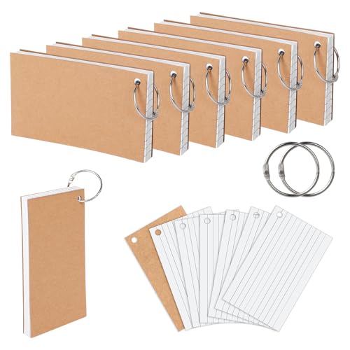 300 Karteikarten A6 mit 6 Metallringen, Blatt Liniert Karteikarten Liniert Papier Indexkarten 12,7x7,6 cm/5x3 inch Vokabelkarten Lernkarten für Schule, Vokabel Lernen, Büro​ (Weiß) von Hauojaus
