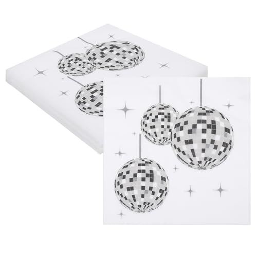 40 Stück Servietten Geburtstag, Discokugel Deko 33x33cm/13inch, Disco Party Deko Servietten mit Silbernem Muster für Tischdeko, 70er 80er 90er Motto Feiern Geburtstage, Partys, Familienessen 40 Stück Servietten Geburtstag, Discokugel Deko 33x33cm/13inch, Disco Party Deko Servietten mit Silbernem Muster für Tischdeko, 70er 80er 90er Motto Feiern Geburtstage, Partys, Familienessen von Hauojaus