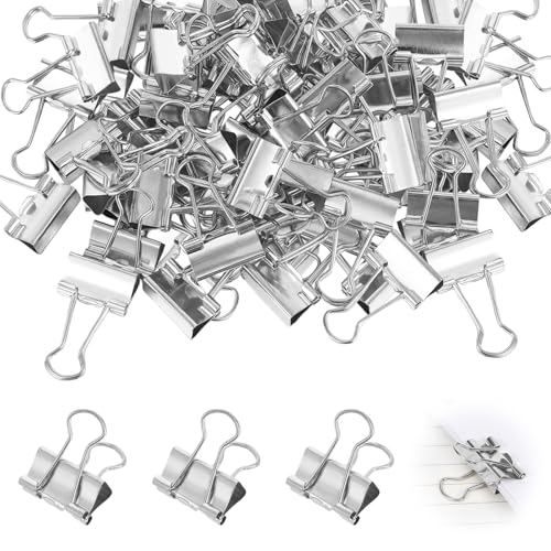 80 Stück Foldback Klammern Binder Clips Metall Foldback Klammern 19mm (0.75 Inch) stabile und wiederverwendbare Vielzweckklammern Büroklammern für Büro Schule Haushalt Silber von Hauojaus