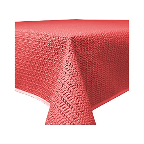 Haus und Deko Gartentischdecke Outdoor rechteckig wetterfest wasserabweisend rutschfest abwischbar PVC Weichschaum Tischdecke für Garten, Balkon, Terrasse und Camping (Rot, 130 x 220 cm), 2370 von Haus und Deko