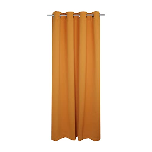 Haus und Deko Schwerer Vorhang Verdunkelungsvorhang Blickdicht Gardinen Ösen Thermovorhang lichtdicht Kälteschutz verdunkelnd für Schlafzimmer Wohnzimmer Kinderzimmer (Orange, 140 x 145 cm) von Haus und Deko