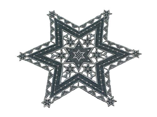Haus und Deko Tischdecke 40 cm anthrazit mit Silber Sterne Weihnachten Deckchen Advent Bestickt Untersetzer Mitteldecke von Haus und Deko