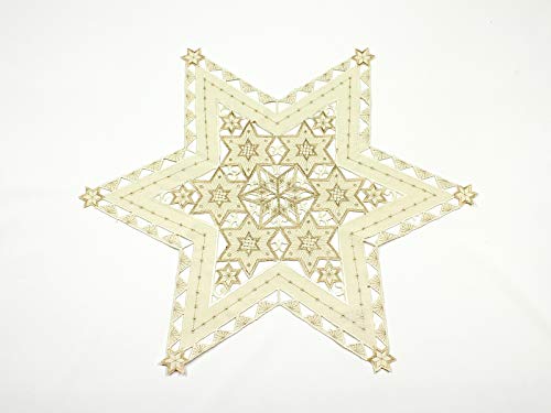 Haus und Deko Tischdecke 60 cm Ecru mit Gold Sterne Weihnachten Deckchen Advent Bestickt Untersetzer Mitteldecke Haus und Deko Tischdecke 60 cm Ecru mit Gold Sterne Weihnachten Deckchen Advent Bestickt Untersetzer Mitteldecke von Haus und Deko