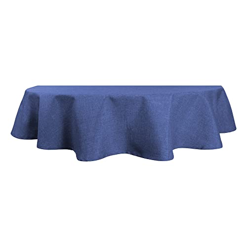 Tischdecke oval Leinenoptik 135x180 cm Blau Lotuseffekt Tischwäsche Wasserabweisend Tischtuch Fleckenabweisend Bügelfrei Abwischbar Waschbar Innen und Außen Perleffekt von Haus und Deko