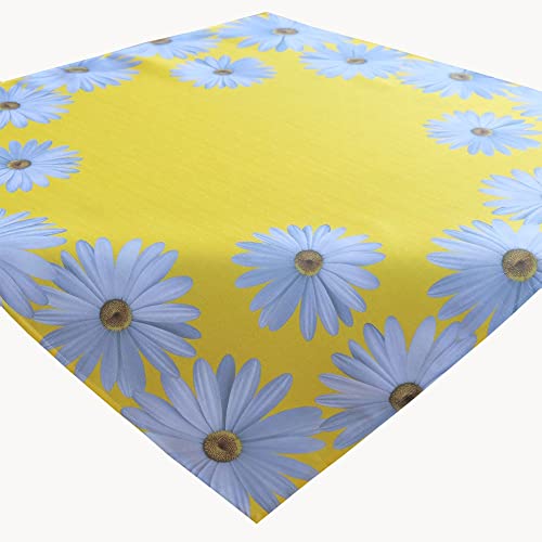 Tischdecke 85x85 cm Gelb, Margeriten Frühlings Mitteldecke, Garten Tischdecken Bügelfrei, Tischdeko Wasserabweisend, abwischbare Tischschoner, Indoor Outdoor von Haus und Deko