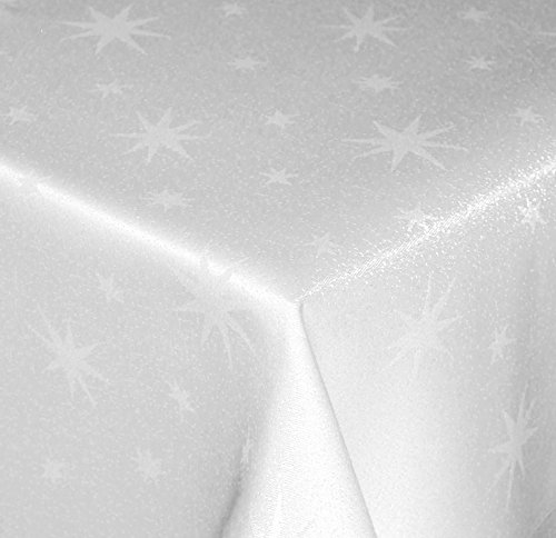 Tischdecke Weihnachten 110 x 110 cm Weiß Lurex Sterne Weihnachtstischdecken abwaschbar knitterfrei Tischdecken Advent Weihnachtsdeko Tischdeko Herbst von Haus und Deko